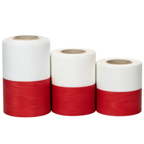 Rubans moirés blancs et rouges pour couronnes, largeurs variées, 25 m acheter | Floristik24.be