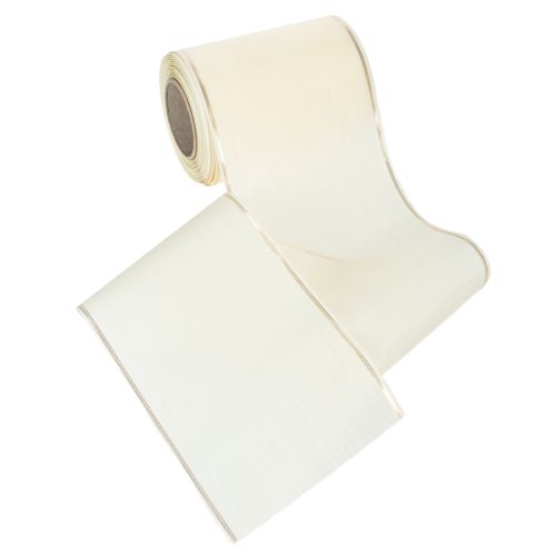 Article Ruban crème pour couronne, bord doré, en satin fin, 125 mm de large, 25 m de long - Imperméable, idéal pour l'impression numérique et respectueux de l'environnement