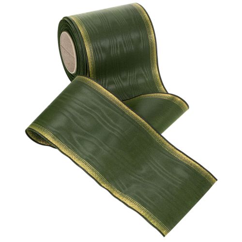 Article Ruban décoratif en taffetas vert foncé moiré 100 mm pour couronne