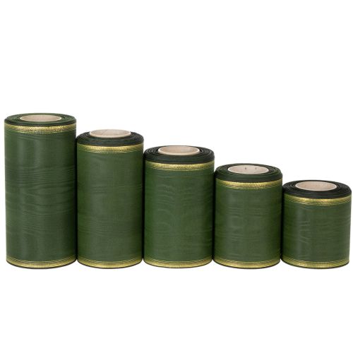 Floristik24 Ruban de couronne moiré vert foncé
