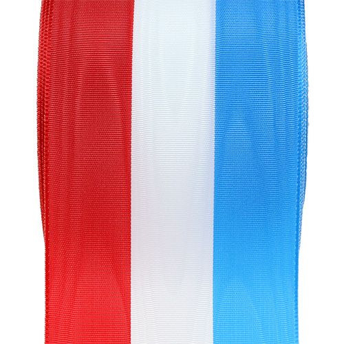 Floristik24 Ruban couronne moiré bleu-blanc-rouge 75 mm
