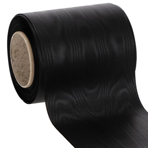 Ruban noir pour couronne 100 mm x 25 m - ruban de deuil, ruban pour nœud, ruban décoratif, fournitures pour fleuristes acheter | Floristik24.be