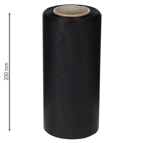 Ruban noir pour couronne, 200 mm x 25 m, résistant aux intempéries et imprimable, idéal pour les compositions florales funéraires. | Floristik24.be
