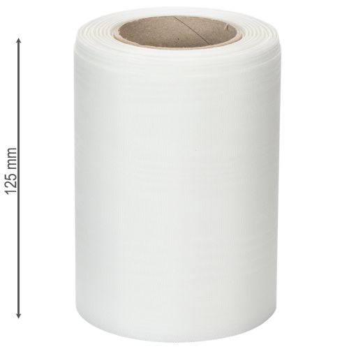 Ruban blanc pour couronne, 125 mm, 25 m, ruban décoratif pour cérémonie funéraire et décoration de tombe | Floristik24.be