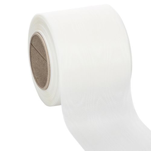Floristik24 Ruban blanc pour couronne, de haute qualité, 75 mm x 25 m - ruban décoratif pour l'art floral et les services funéraires, idéal pour l'impression.
