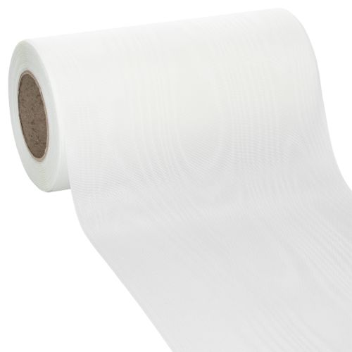 Floristik24 Ruban blanc pour couronne funéraire, 175 mm de large, 25 m de long, ruban en acétate de haute qualité
