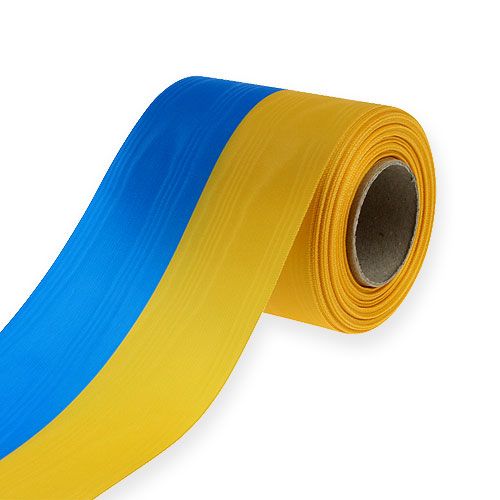 Article Ruban Couronne Moiré Bleu-Jaune 100 mm