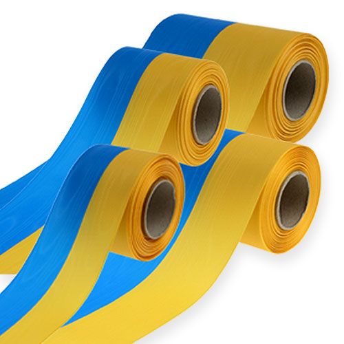 Rubans pour couronne moirés bleu-jaune