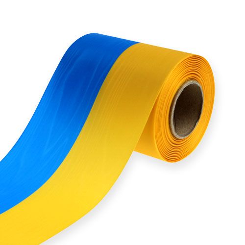 Floristik24 Rubans de couronne moiré bleu-jaune 125 mm