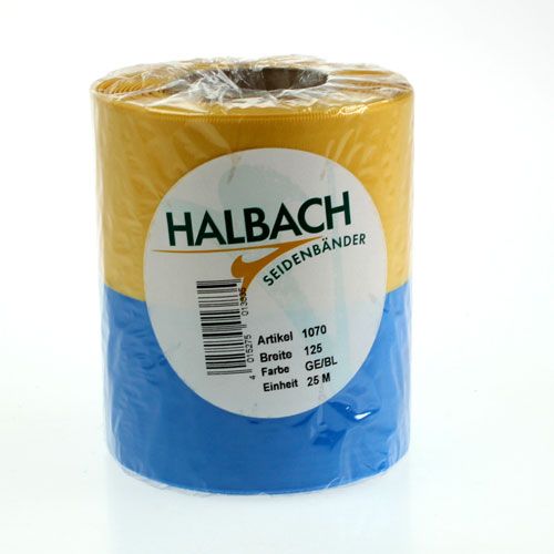 Floristik24 Rubans de couronne moiré bleu-jaune 125 mm