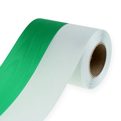 Article Rubans de couronne moiré vert-blanc 125mm 25m