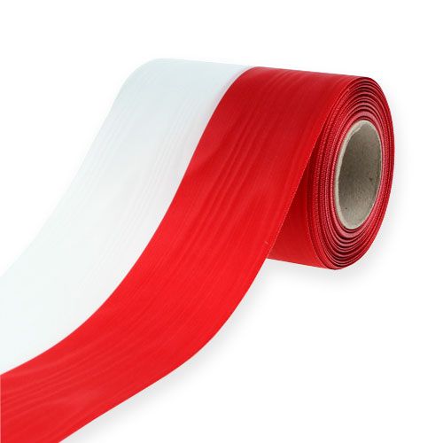 Rubans pour couronnes Moiré Blanc-Rouge 100 mm