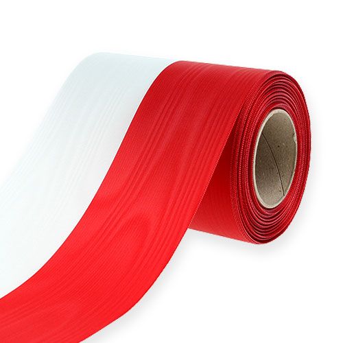 Floristik24 Rubans pour couronne moiré blanc-rouge 125 mm