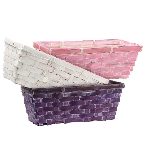 Floristik24 Spank panier carré violet / blanc / rose 6pcs