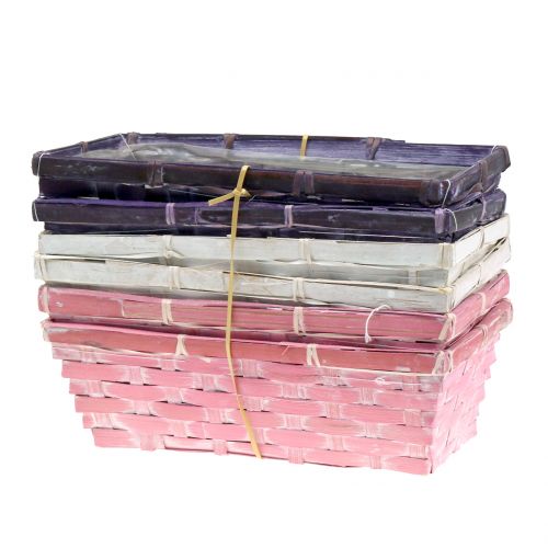 Article Panier à chips carré violet/blanc/rose 6 pcs