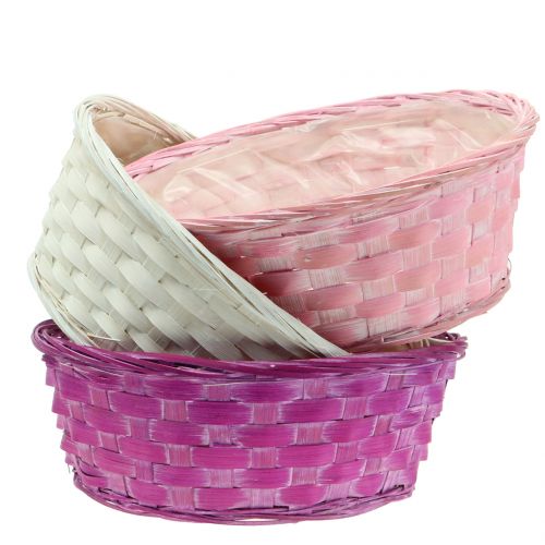 Floristik24 Panier à frites rond lilas/blanc/rose Ø25cm 6pcs