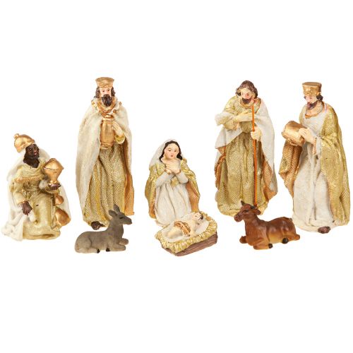Floristik24 Crèche de Noël set 8 figurines crème or peintes à la main 6-12,5cm