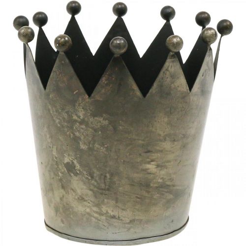 Article Déco couronne aspect antique décoration de table métal gris Ø15cm H15cm