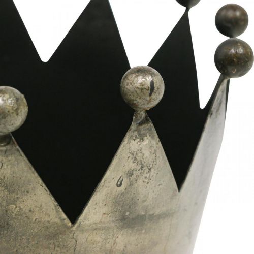 Article Déco couronne aspect antique décoration de table métal gris Ø15cm H15cm