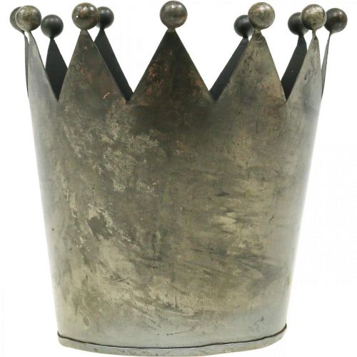 Article Déco couronne aspect antique décoration de table métal gris Ø15cm H15cm