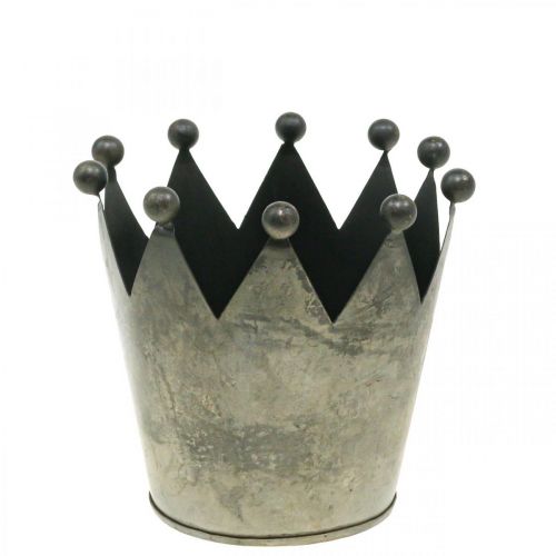 Déco couronne aspect antique décoration de table en métal  gris Ø12,5cm H12cm-06983
