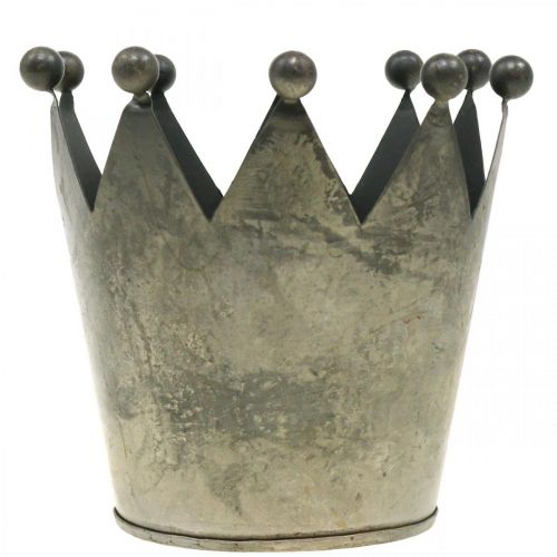 Article Déco couronne aspect antique décoration de table en métal gris Ø12,5cm H12cm
