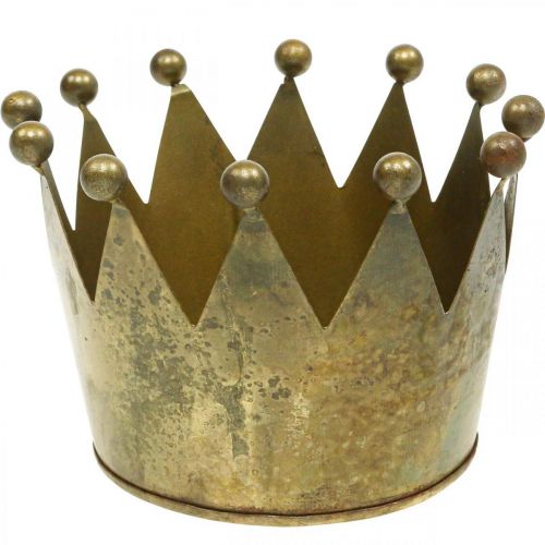 Déco couronne aspect laiton antique décoration de table en métal Ø14cm H9cm