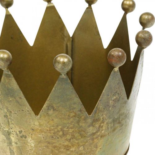 Floristik24 Déco couronne aspect laiton antique décoration de table en métal Ø14cm H9cm