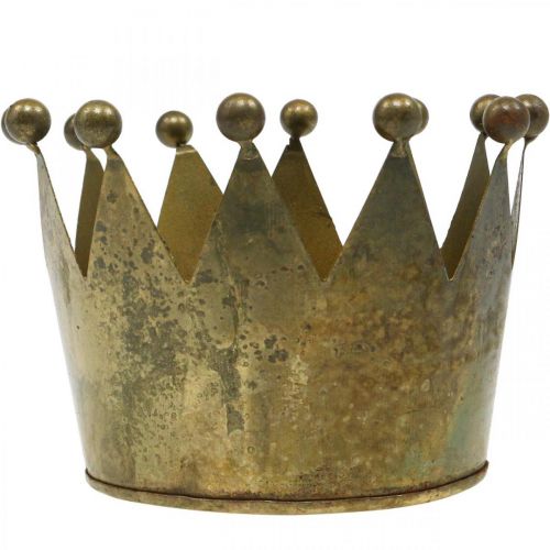 Floristik24 Déco couronne aspect laiton antique décoration de table en métal Ø14cm H9cm