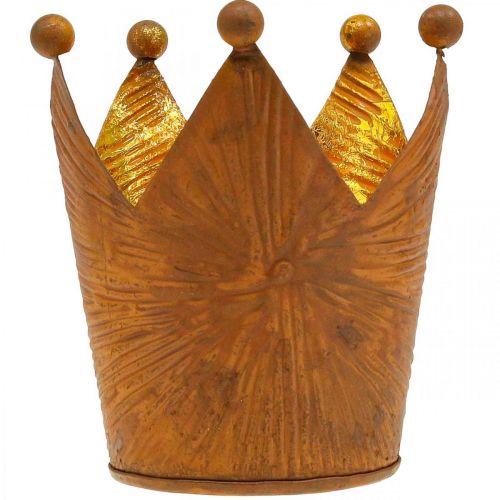 Floristik24 Photophore couronne rouille aspect doré décoration métal H10cm