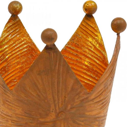 Floristik24 Photophore couronne rouille aspect doré décoration métal H10cm
