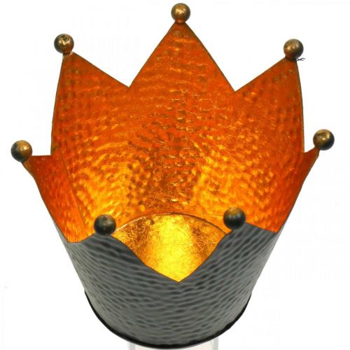 Floristik24 Photophore couronne noir doré décoration de table métal H13,5cm