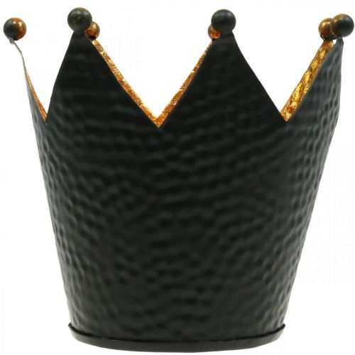Floristik24 Photophore couronne noir doré décoration de table métal H13,5cm