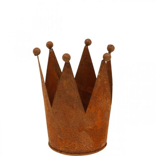 Couronne en métal décor rouille pour plantation patinée Ø10,5cm H13,5cm