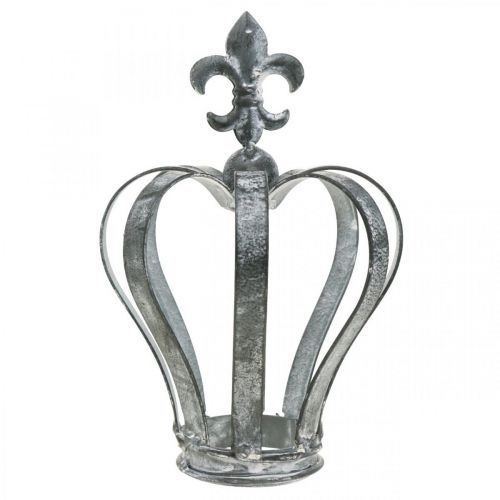 Floristik24 Couronne décorative, décoration de table, décoration métal argent, blanc lavé H16cm Ø11cm