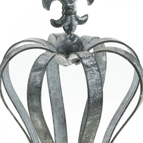 Floristik24 Couronne décorative, décoration de table, décoration métal argent, blanc lavé H16cm Ø11cm