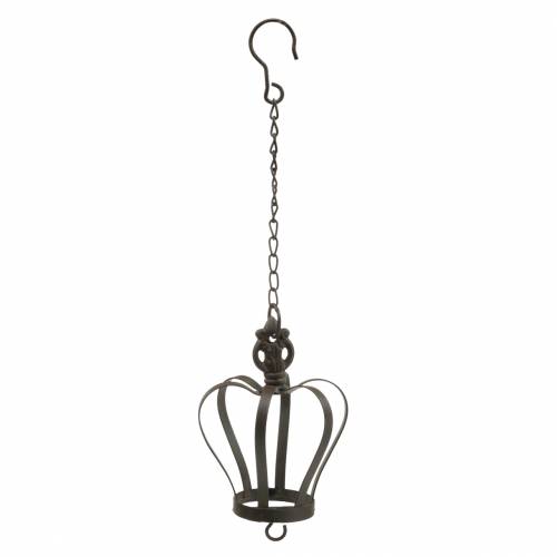 Article Couronne en métal à suspendre avec crochet marron rouille Ø11cm H17cm