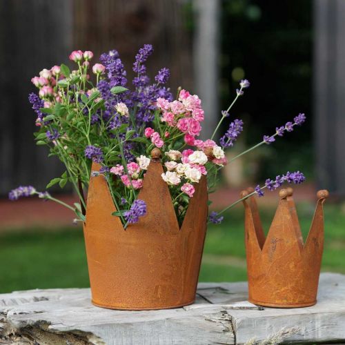 Floristik24 Couronne en métal, décoration jardin, patine Ø17.5cm H17.5cm