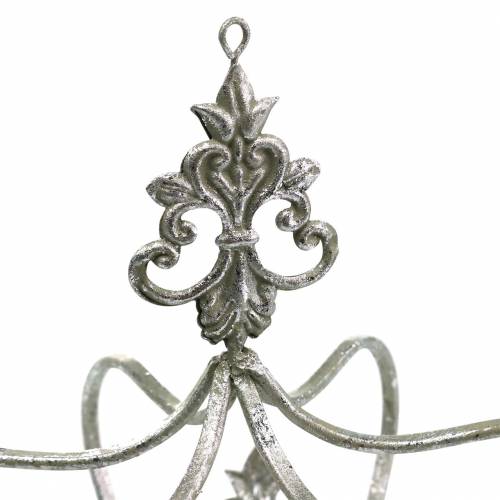 Floristik24 Couronne décorative en métal argenté Ø17,3cm H22,5cm