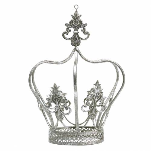 Floristik24 Couronne décorative en métal argenté Ø17,3cm H22,5cm