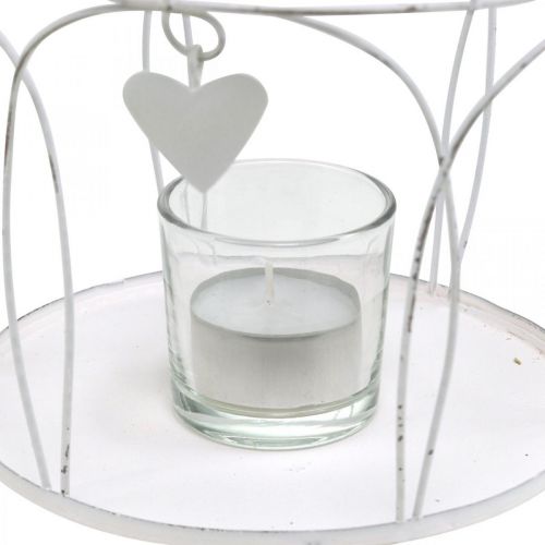 Article Couronne décor coeur, photophore, shabby chic blanc Ø19cm H28.5cm