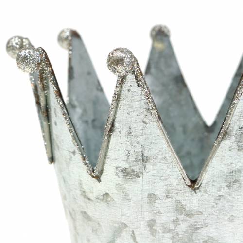 Floristik24 Pot déco couronne métal argenté Ø13.5cm H11.5cm 2pcs