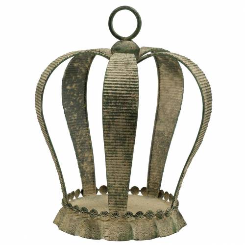 Floristik24 Couronne déco métal antique vert mousse, beige Ø28cm H36,5cm