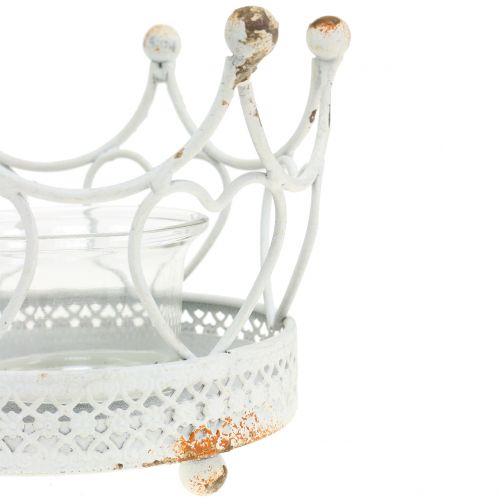 Floristik24 Support à bougie couronne blanc Ø 13 cm H. 9,5 cm