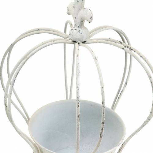Floristik24 Couronne à décor de bol en métal blanc H26cm
