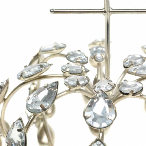 Floristik24 Couronne avec diamants et croix en argent Ø11cm H17cm