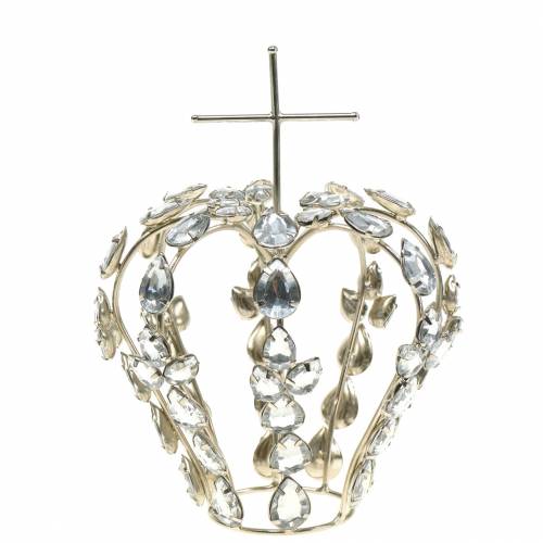 Floristik24 Couronne avec diamants et croix en argent Ø11cm H17cm
