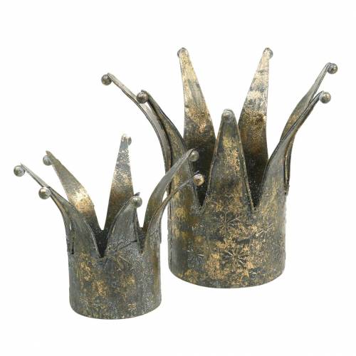 Floristik24 Couronne métal doré aspect antique Ø13.5/17.5cm lot de 2