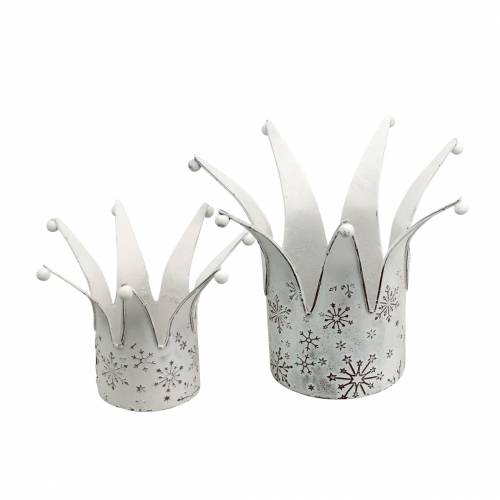 Couronne métal blanc, rouille Ø13,5 / 17,5cm, lot de 2