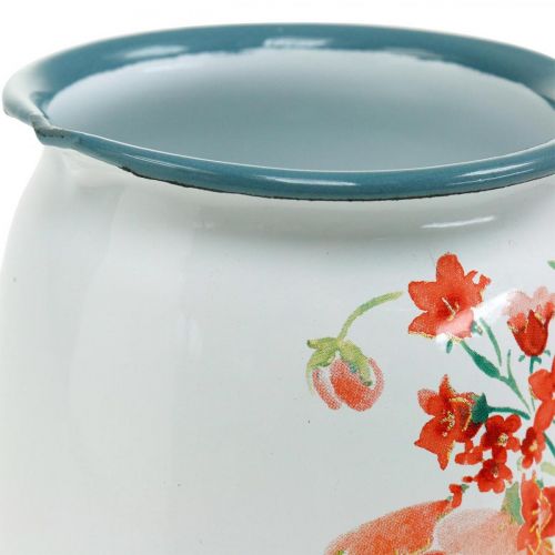 Floristik24 Cruche décorative aux roses sauvages, cruche en émail, vase en métal look vintage H12.5cm